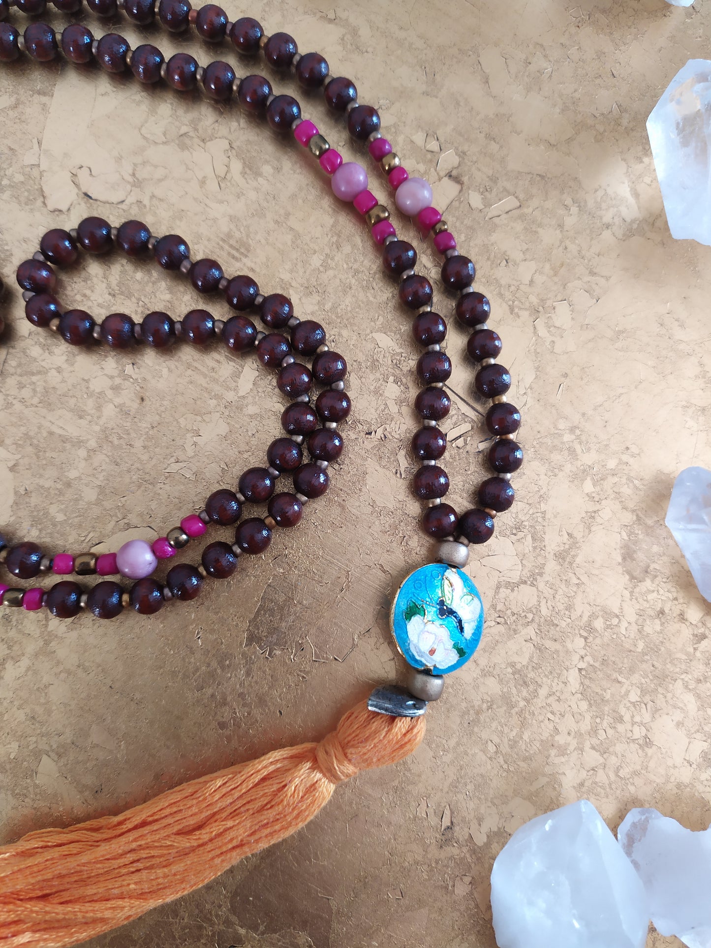 Collier style Mala Rhodonite