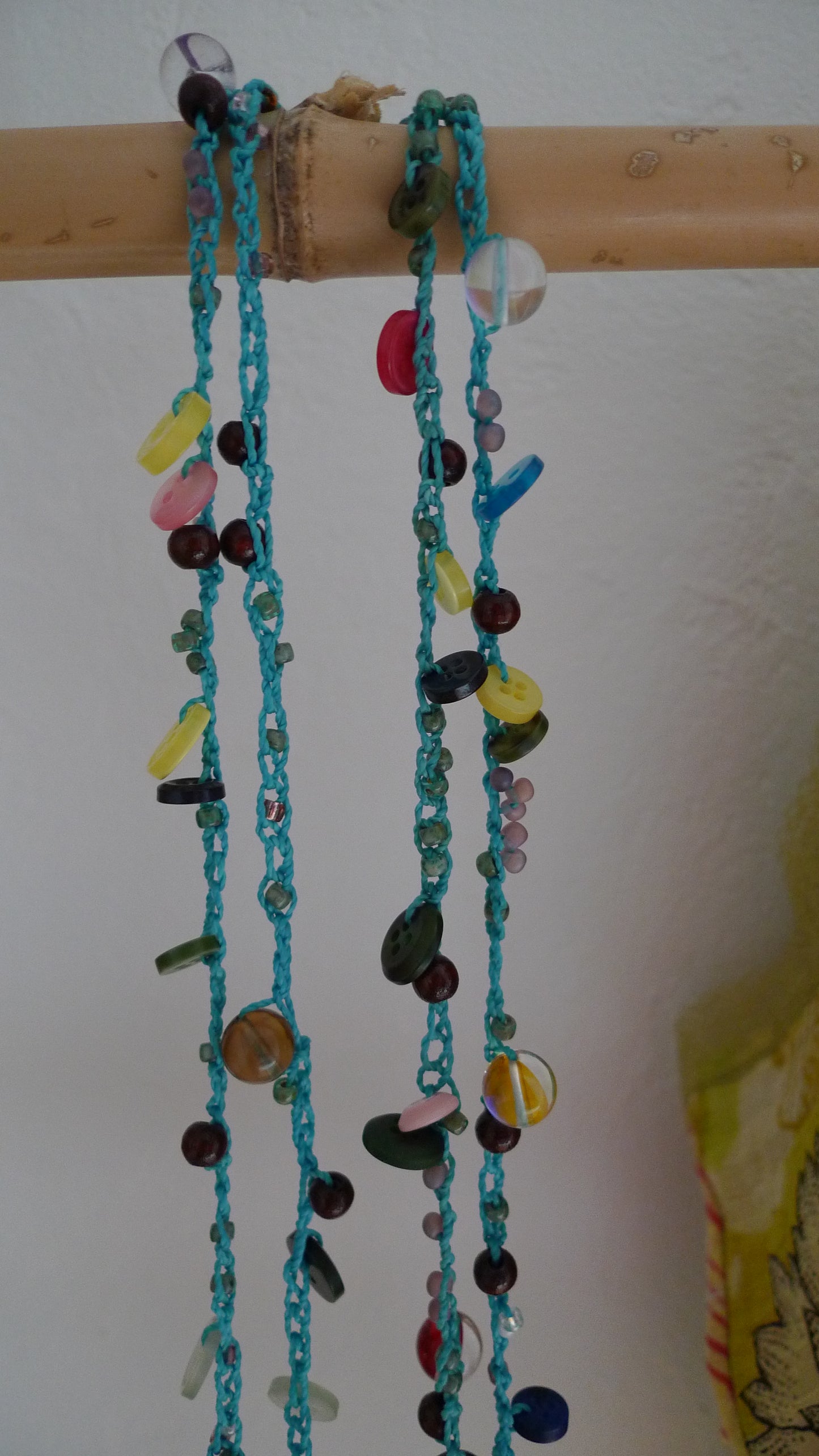 Collier crochet Perles et Boutons Turquoise