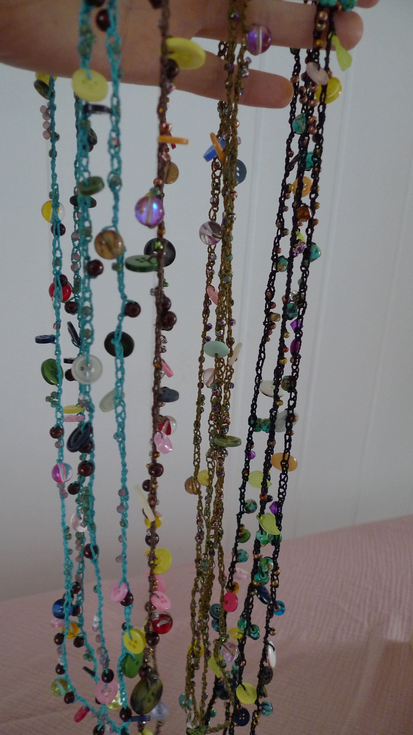 Collier crochet Perles et Boutons Noir