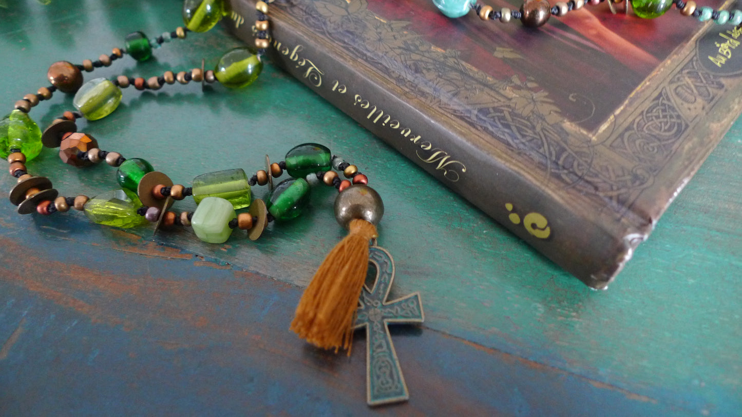 collier ankh vert