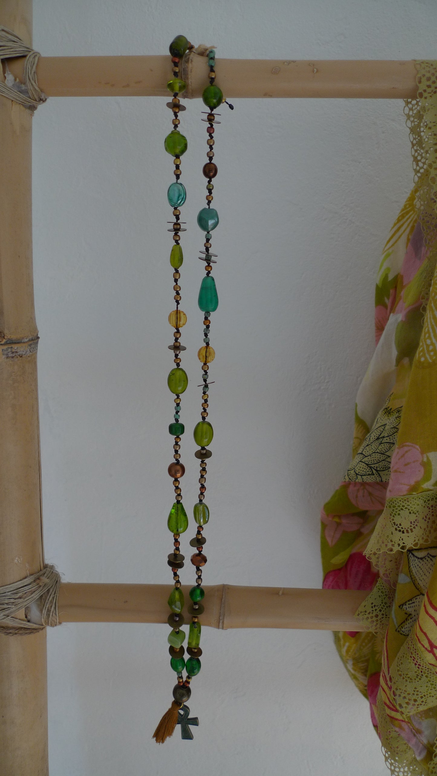 Collier Ankh Or et Vert