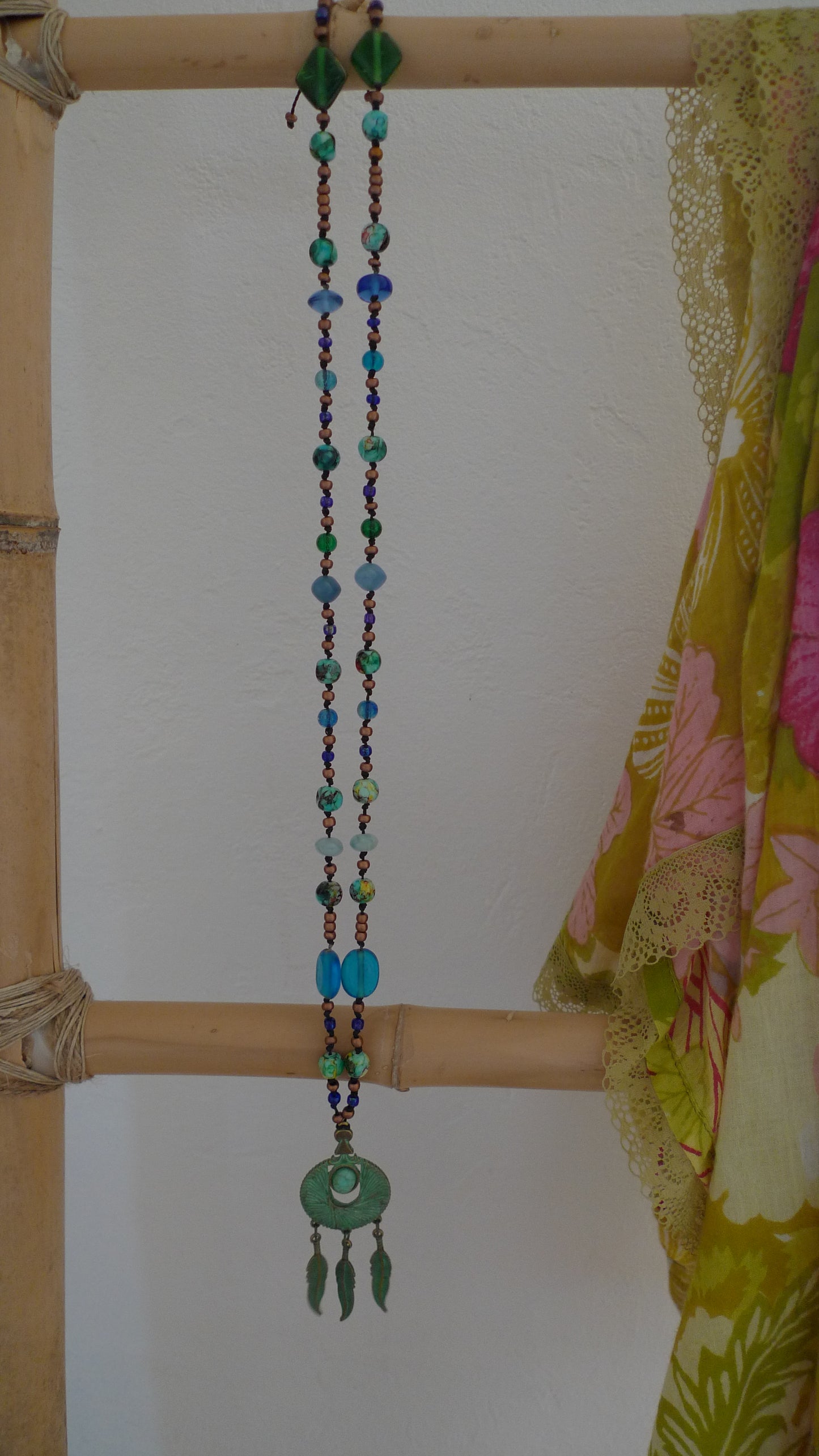 Collier Attrape Rêves Or & Bleu