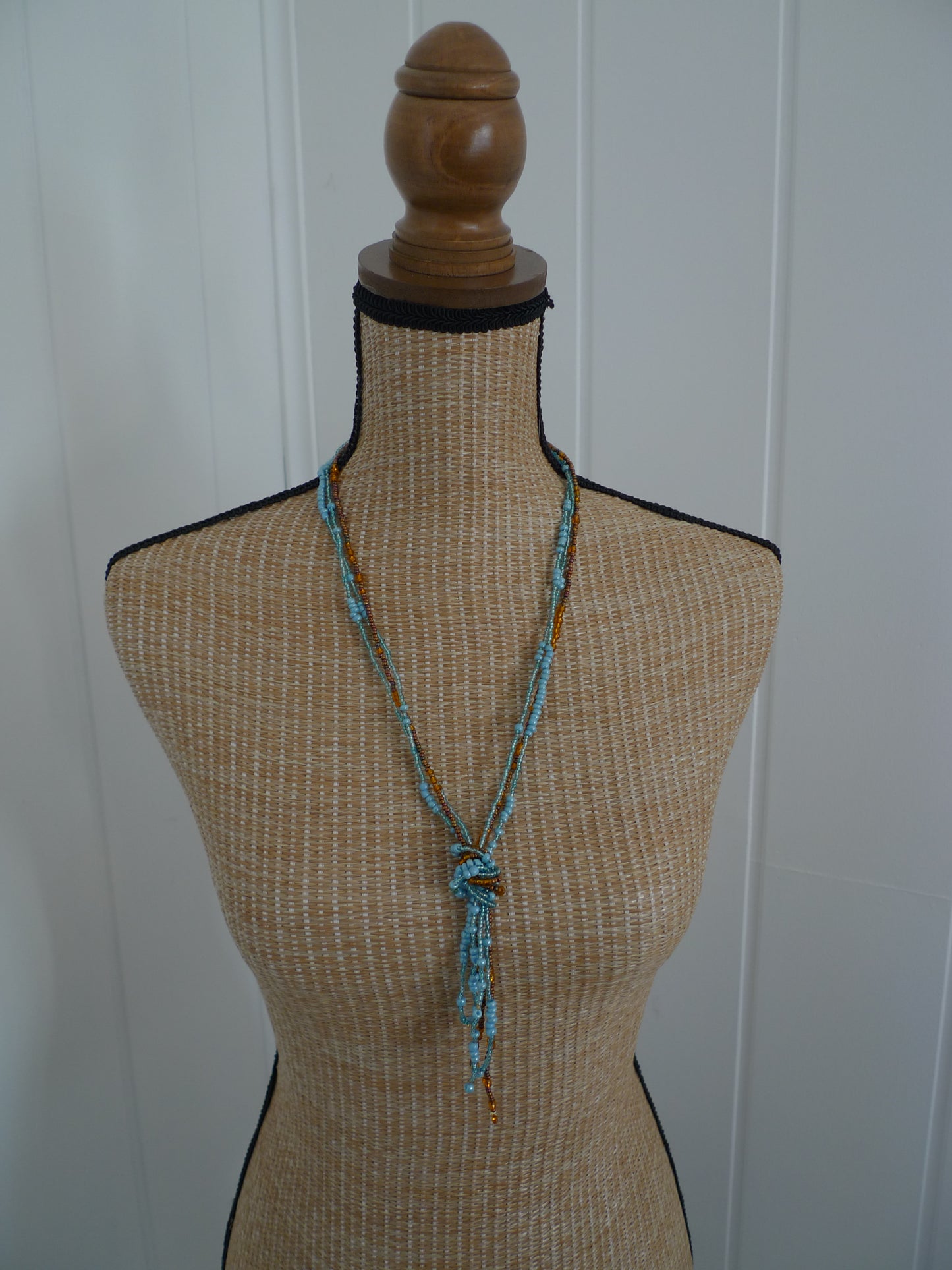 Collier Perles Bleu or