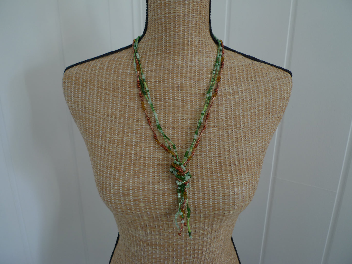 Collier perles Vert/Bronze